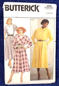 Vintage 80s Butterick Pattern 3336 Pullover Blouson Top Flared Dress 6-10 Uncut - Picture 1 of 2