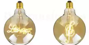 Deko Retro Edison LED Birne Liebe/Musik Note Dekor E27 LED Lampe Bernstein Licht - Bild 1 von 18