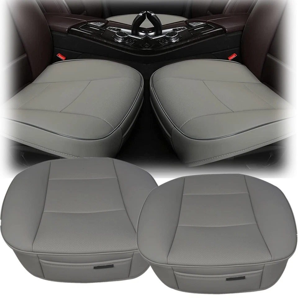 2PCS Car Front Seat Cover PU Leather Pad Breathable Mat Cushion Full Surround - Image 1 of 4