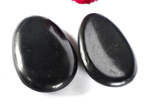 PEZZO GIOIELLI pietra pollice non forata shungite shungite coppia pietra occhi lucidata - Foto 1 di 2