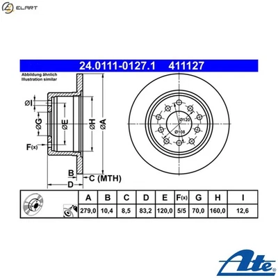 2x BRAKE DISC 24.0111-0127.1 FOR VAUXHALL OPEL 23 TD 2.3L 22 E 2.2L 4cyl SENATOR - Image 1 of 4