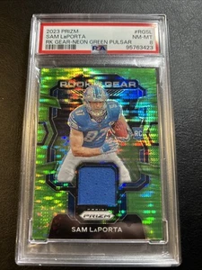 2023 Prizm ROOKIE GEAR NEON GREEN PULSAR Sam Laporta RC PSA 8 #RGSL Lions - Picture 1 of 2