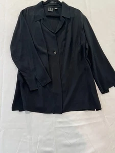 Camicia blusa INC International Concepts donna 20W nera 100% seta manica lunga - Foto 1 di 2