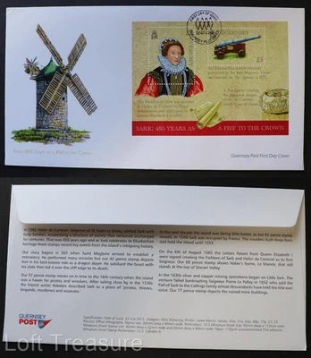 Guernsey Stamps: "450th Anniversary of Sark - Fief to the Crown" 2V M/S FDC 2015 - Image 1 of 3