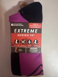 NEU Mountain Warehouse Extreme Ski Kniestrümpfe Merino lila Damengröße 6-9 - Bild 1 von 3
