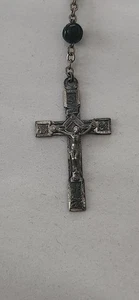 Rosario cristiano católico vintage de plata de ley y cuentas de coco Roma Italia - Imagen 1 de 10