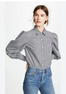 Camisa con montura talla XS Extreme Gingham abotonada algodón blanco y negro Foto 1 de 4