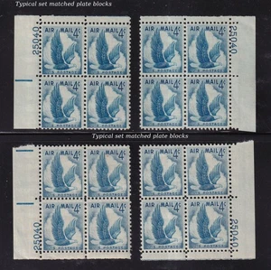 1954 Airmail eagle Sc C48 MNH 4c plate blocks matched rare number 25040 Typical - Picture 1 of 1