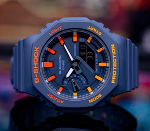 Casio G-Shock CasiOak Mod alta qualità personalizzato dipinto a mano GMA-S2100 blu arancione - Foto 1 di 5