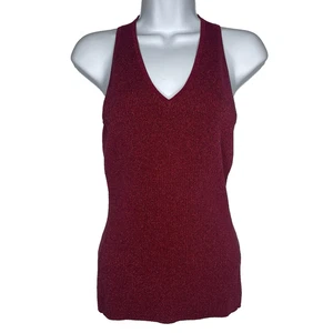 Vintage Y2K International Concepts Red Sparkle Sleeveless Knit Sweater Top Sz M - Picture 1 of 8