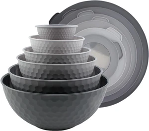 COOK WITH COLOR Mixing Bowls with Lids 12pc Set, 6 Nesting Prep Bowls & 6 Lids - Picture 1 of 7