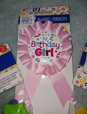Birthday Girl Button Pin & 32 Balloons. New. Perfect Party Solutions.  - Image 1 of 4