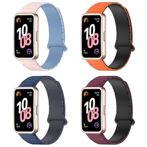 Double Color Silicone Strap Magnetic Bracelet for Huawei Band 10/9/8 - Picture 1 of 22