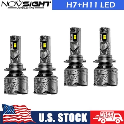 Combo H7 H11 LED Headlight Bulbs Super Bright White High Low Beam Kit 6500K 4X - Image 1 of 4