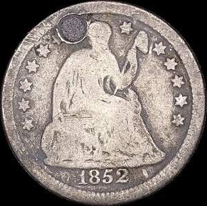 1852 10C Liberty Seated Half Dime Stars on Obverse Uncertified Circulated - Picture 1 of 2