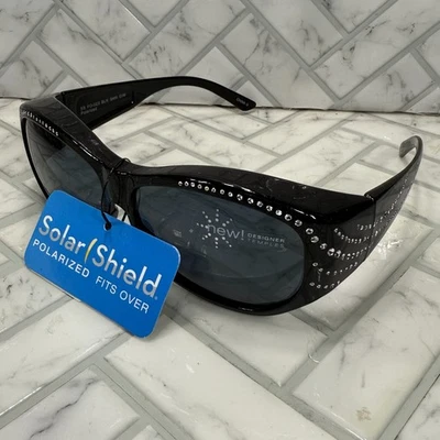 NWT Solar Shield Fits-Over Women Sunglasses FO-023 BLK SMK XL Black Polarized - Image 1 of 4