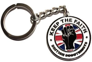 Keep The Faith British Fist Scooterist Metall Emaille Schlüsselanhänger MOD Scooter Rider - Bild 1 von 1