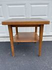 Table Used Solid Oak W/Laminated Top 22"X22"X22-1/2" Mid Century End/Side Table
