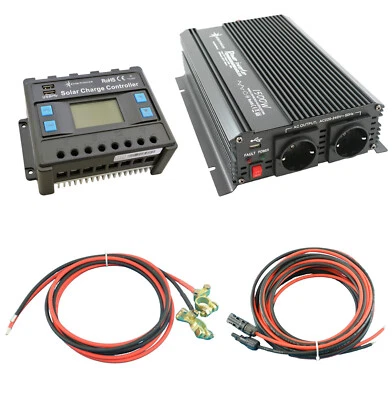 Solar Set 30A 1500 Watt Wechselrichter Laderegler Kabel 12V PV - Bild 1 von 4