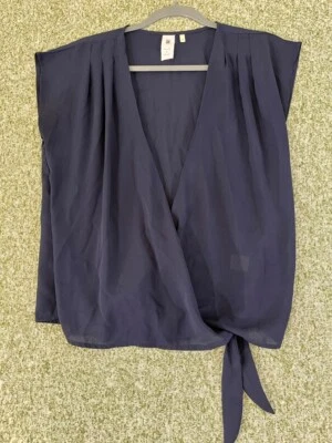 Needle & Threads Womens Tops Small Navy Wrap Blouse Dolman Sleeve Feminine Smart - Image 1 of 4