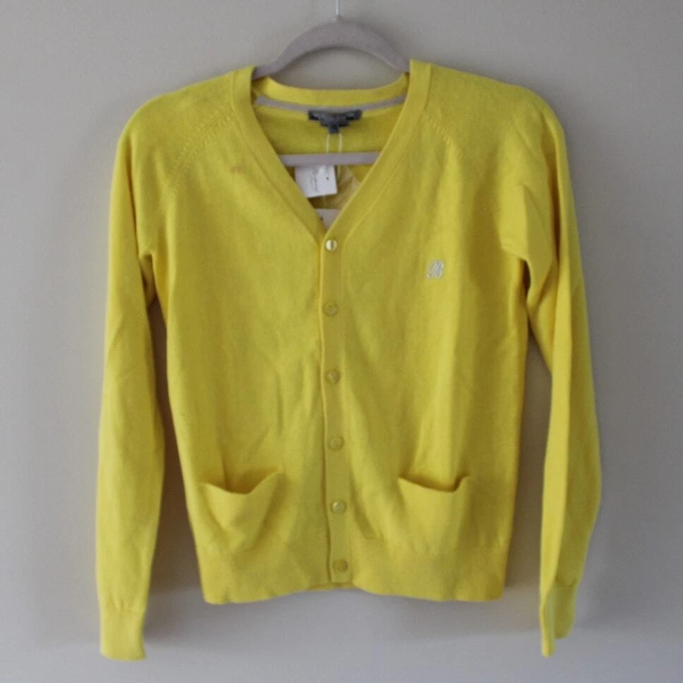 Nuevo con etiquetas Cárdigan Suéter Bonpoint Boys Manga Larga Mezcla de Lino Amarillo 12  Foto 1 de 4