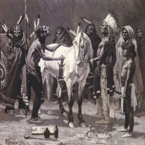 Hacer ponis medicinales de Frederic Remington estampado occidental de Giclee + envío gratuito - Imagen 1 de 4
