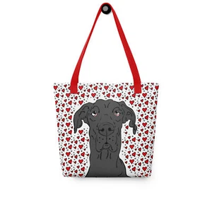 Bolso de Mano Negro Gran Danés Corazón Día de San Valentín Aniversario Perro Regalo Bolso de Compras - Imagen 1 de 18