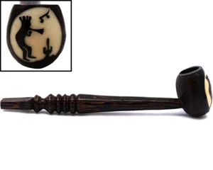 Pipa de nuez de tagua tallada natural Kokopelli Southwest grande hecha a mano para fumar tabaco - Imagen 1 de 4