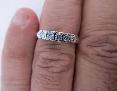 Aliança de casamento vintage ouro 14K diamante = 1/3 quilate D-VS2 valor = US$ 3.500 - Imagem 1 de 4