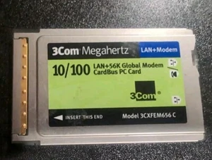 3Com Megahertz CardBus 10/100 Ethernet LAN + Modem PC Card XJACK 3CXFEM656C - Picture 1 of 6
