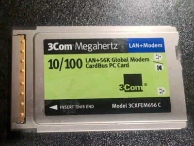 3Com Megahertz CardBus 10/100 Ethernet LAN + Modem PC Card XJACK 3CXFEM656C - Image 1 of 4