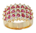 Seven Row-Patterned Ruby And Diamond Ring, 18 Karat Yellow Gold 1.97Tcw Cocktail