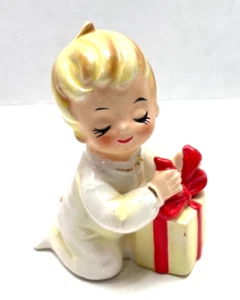 Vintage Christmas Figurine Naughty Girl Josef Original Girl w/Gift Japan - Picture 1 of 11