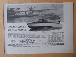 11/1933 PUB BPB BRITISH POWER BOAT ROVER TENDER FLYING BOAT ORIGINAL AD - Foto 1 di 1