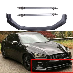 Divisores de labios para parachoques delantero negros premium Infiniti Q60 2018-2020 + varilla de puntal - Imagen 1 de 11