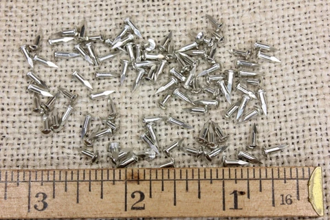 1/4” Nickel on Brass BRADS Escutcheon pins 25 NAILS large head #15 gauge US made Cover
