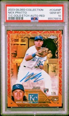 2023 Nick Pratto Gilded Collection Gold Etch Auto - Red 1/5 PSA 10! - Image 1 of 2