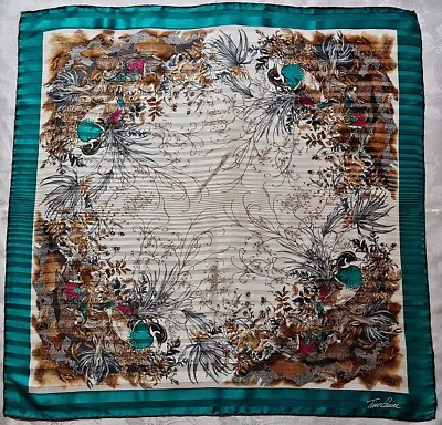 VINTAGE AUTHENTIC TINO LAURI ANIMAL ART WILD DUCKS BLUE SILK 34" SQUARE SCARF — 第 1/4 张图片