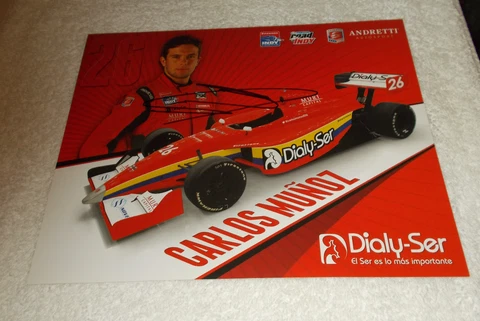 1 CARLOS MUNOZ 1 ZACH VEACH INDY LIGHTS Racing DRIVER SIGNED Plaque Cards Cover
