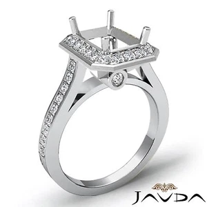 Conjunto de bisel pavé halo de compromiso de diamantes anillo esmeralda semi montaje platino 0,7 quilates - Imagen 1 de 6