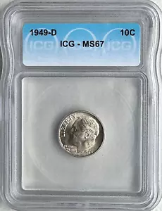 1949-D SILVER ROOSEVELT DIME - ICG MS67 - FREE SHIPPING! - Picture 1 of 2