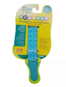 New First Years Gumdrop pacifier clip Blue Green 0+ months - Picture 1 of 1