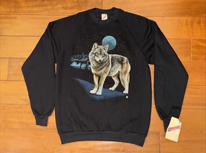 Sudadera De Colección Jerzees Para Hombres XL Negra 1987 Wolf Moon Pullover Suéter EE. UU. NUEVA CON ETIQUETAS - Imagen 1 de 21