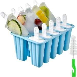 Moldes para paleta de hielo de silicona de 10 cavidades hágalo usted mismo molde para niños adultos adolescentes sin BPA - Imagen 1 de 12