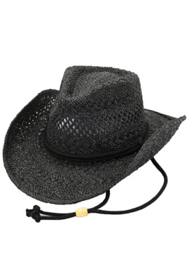 Sombrero de vaquero C.C para mujer color liso con correa ajustable para la barbilla sombrero para el sol Foto 1 de 4