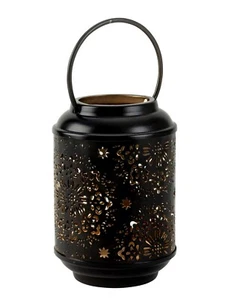 Laterne aus Metall Höhe 14 cm schwarz/gold - Bild 1 von 1