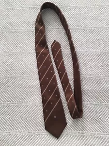 Christian Dior Tie Brown and Blue Flower Thin Stripe Paris Strong Brothers GA - Picture 1 of 5