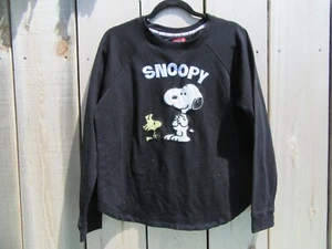 Peanuts Snoopy Woodstock Embroidered Pajama Top Shirt Sweater Size Medium - Picture 1 of 8