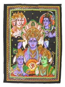 Panchadev Five Supreme Gods Brahma Vishnu Shiva Krishna Rama Wall Art 80 x 110cm - Picture 1 of 8