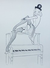 AL HIRSCHFELD Lili Marlene Dietrich Falling in Love again Litho HAND SIGNED COA